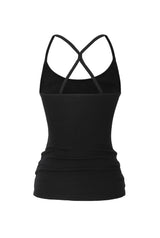 Jewel cross back tank top - black