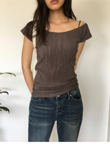 Show Ripple Off-shoulder T-shirt (4color)