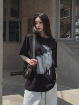 ピーポープリンティドコットン半袖Tシャツ