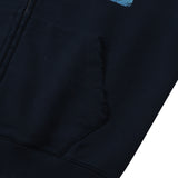 Sound wave artwork damage washing hoodie zip-up (Navy)_1