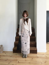 Oriental bloom long skirt