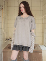 Back ribbon flare top / gray