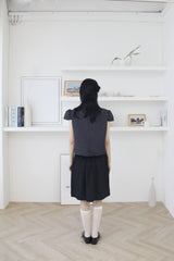 Dot Puff Cap Sleeve Blouse 