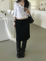 V-Neck Punching Lace T-Shirt (2 colors)