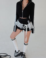 Track zip-up shorts two-piece set