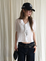 Cascade ruffle blouse
