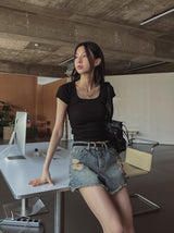 Bohemian Fringed Short Denim Pants