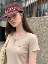 [ORIGINAL] ユープボタンスリム半袖Tシャツ