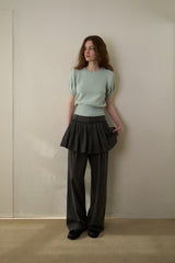 Slim button half knit_mint