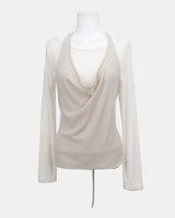 Anyu Lip-Neck Layered Long Sleeve T-Shirt Set