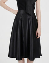[PRE- FALL] [ATELIER] Adeline Satin Flare Midi Skirt Black