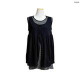 (3color) Slub Stripe Layered Flare Sleeveless Top