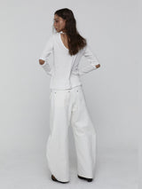 Curved Cotton Pants_White
