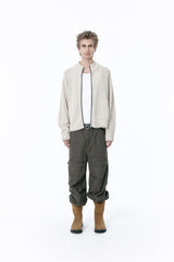 DAMAGED CROP NET KNIT ZIP UP (IVORY)