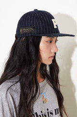 Striped wool baseball cap