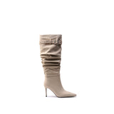 Colorful Bridge丨Handmade Pleated Cowhide Belt Buckle High Boots Designer Women's Long Boots