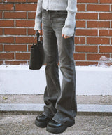 ミッドウエストバックポケットフレアジーンズ_ブラック
