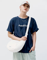 24FW チェーン刺繡スクリプトプリンティングショートスリーブTシャツ チャコール