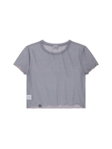 MESH CHECK CROP TEE (PINK)