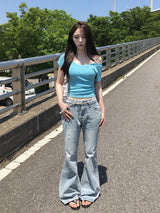 ダンリリップネックワンショルダーラグラン半袖Tシャツ