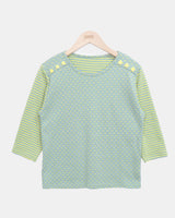 リポカラーブロックボタン7スリーブTシャツ