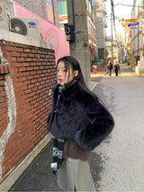  BLACK FUR CROP JACKET
