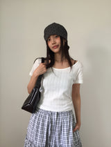 バーチカルパンチングクルーネックTシャツ (3color)