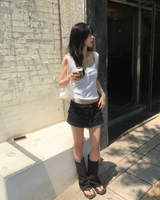 Dot double waist skirt pants