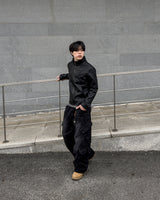 Kale Panel High-Neck Leather Jacket