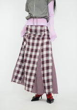 vintage check skirt red ver.