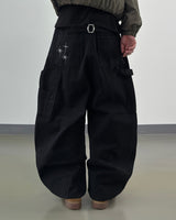 Stellon Cross Embroidery Balloon Pants
