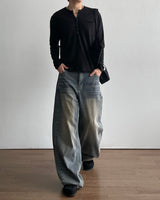 Pochi Slub Henely Neck Long Sleeve T
