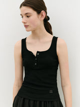 NUBASIC BUTTON SLEEVELESS BLACK