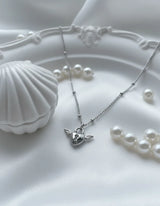 [チョ・ユリ, チュウ Necklace] エンジェリックハートロックレイヤードネックレス - Silver Color