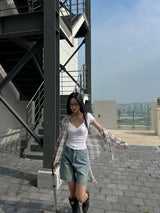 Loose fit see-through check shirt male (2 colors)