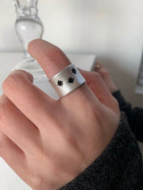 マット シルバー 星** ワイド リング