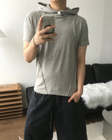 Inset Hooded Seam Short Sleeve T-shirt
