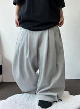 ツーダブルピンタックバルーンワイドロゴパンツ 🤍🩶🖤3カラー