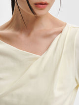 DRAPE SHIRRING LONG SLEEVE T-SHIRT