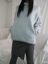 high-neck knit hoodie
