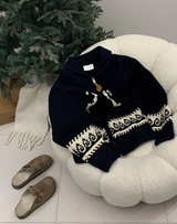  Logane Cowichan Dolphin Two-way Knit Zip-Up