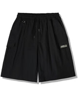 PATCH POINT NYLON CARGO HALF PANTS - BLACK