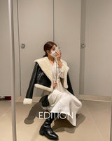 【MADE】フェイクファーライニングレザーレットジャケット