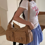 [25FW Mandarinetree only]ティラミスポケットメッセンジャー スエードレザー ビッグショルダークロスバッグ [Beige color only]