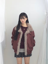 Milkfur high neck suede jumper