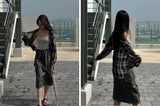 Loose fit see-through check shirt male (2 colors)