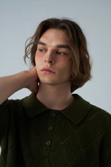 Argyle patterned short-sleeved knitwear