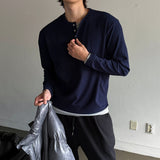 LMN Settle 5 Button Layered Ribbed Long Sleeve Tee (4 colors)