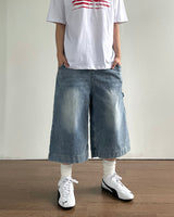 Flat 7-Part Denim Pants