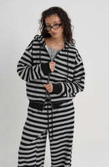 [B-BASIC] Bold Stripe Hooded Zip-up